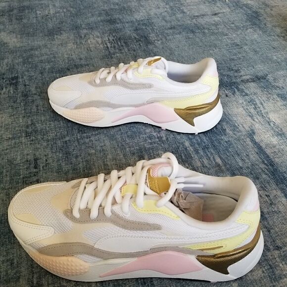 New in Box! Mens Puma RS - X Puzzle V2 Pearl White Yellow Athletic Shoes 8 - Picture 5 of 10